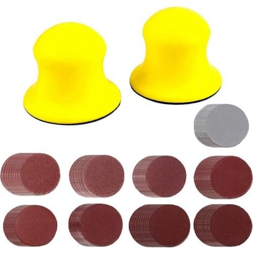 2 Pack 3 Inch Hook and Loop Hand Sanding Block Round Sanding Pad Hook Backing Plate with 90Pcs Sander Disc CNIM Hot