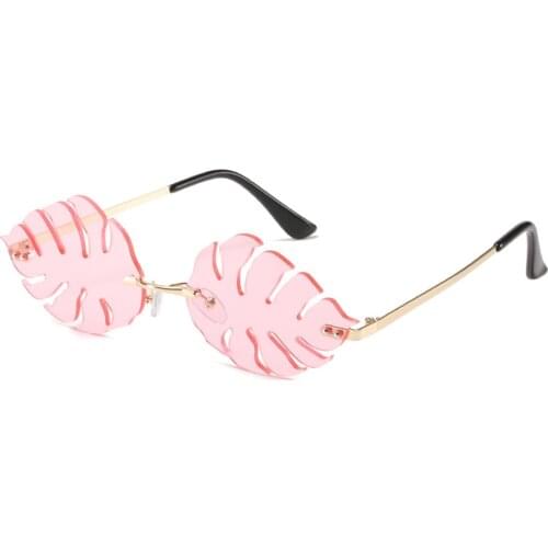 2020 New Personality Leaf Shape Sunglasses Women Vintage Steampunk Small Frame Sunglasses Men Trend Frameless Punk Eyewear UV400