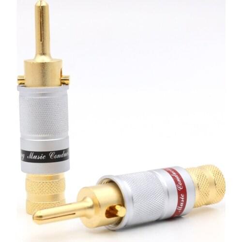 4PCS CMC 6008 Lockable banana plug speaker cable plug hifi Screw locking