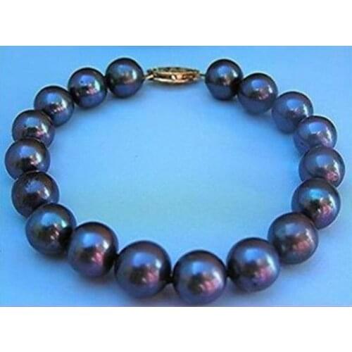 >>>>9-10MM AAA+ TAHITIAN BLACK PEARL BRACELET 7.5" LL009 6.05