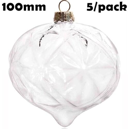 Promotion - DIY Paintable Home Event Garden Glass Christmas Xmas Decoration Ornament 90*80mm Glass SnowFlake Onion, 5/Pack