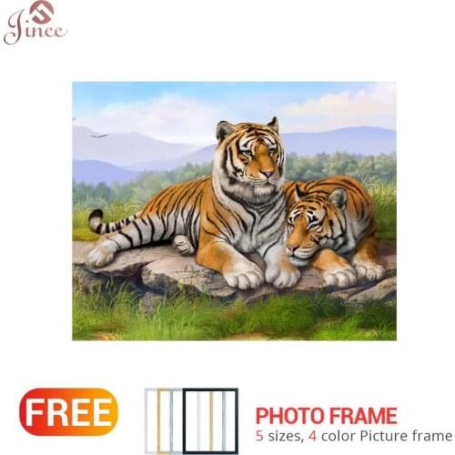 DIY 5D Diamond Painted Cute Animal Tiger 3D Diamond Painting Cross Stitch Kits circular Diamonds Embroidery Home Decor