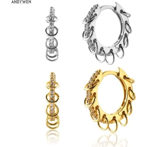 ANDYWEN 925 Sterling Silver 10.4mm Circle Huggies Hoops Circle Loop Luxury Women Fashion Rock Punk Ohrringe Pendiente Jewels