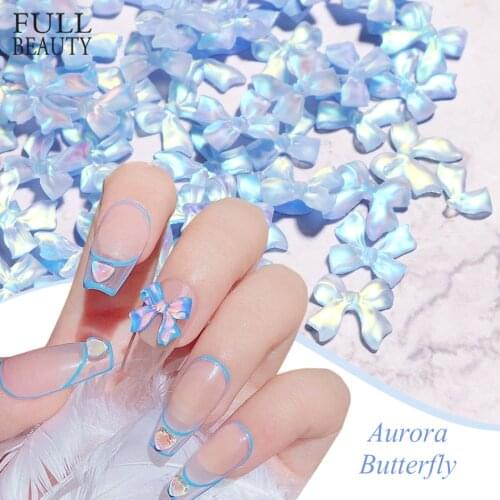Aurora Butterfly Nails Art Accessories Resin Ballet Ribbon AB 3D Fashion Elegant Japanese Ornament DIY Charms Decorations CH1931