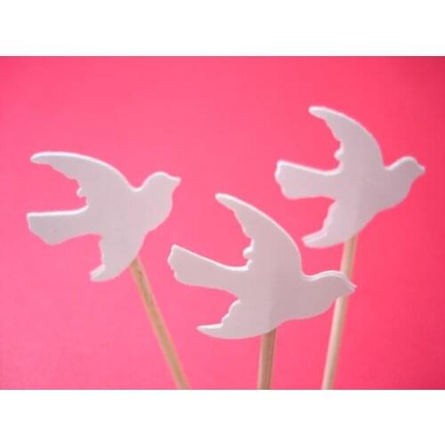 White dove cupcake toppers Wedding Food Picks Bridal shower Bachelorette tea party muffin decorations