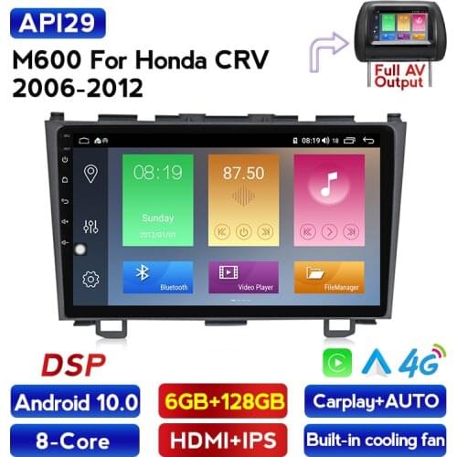Carplay Car Radio AI Voice Control 6GB+128GB Android 10 For Honda CR-V 3 RE CRV 2007-2011 Car Radio Multimedia Video Player DSP