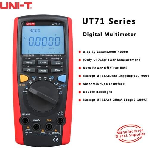 UNI-T UT71A UT71B UT71C UT71D UT71E True Effective Value Digital Automatic Multimeter, AC/DC Voltage Ohm Limit Tester