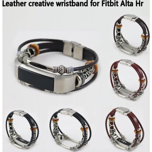 For Fitbit Alta Hr replacement bracelet strap,Fitted for with Fitbit Alta Hr original handmade DIY vintage woven leather strap