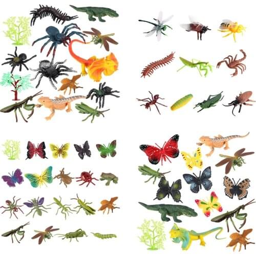 Insect Spider Butterfly Figurine Farm Wild Animal Model Action Figure Hot Toy Set For Children Gift Educational Toys