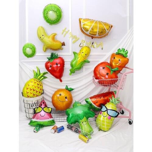 Fruit Foil Helium Balloon Watermelon Kiwi Strawberry Orange Pineapple Ball Summer Party Decoration Supplies Kids Toy Tomato
