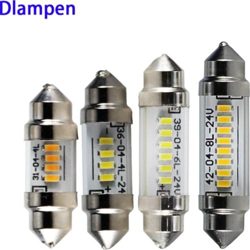 10pcs led festoon light 31mm 36mm 39mm 42mm c3W C5W C10W canbus 6 12 24 v volts glass shell bulb 6v 12v 24v Interior Doom Lamp