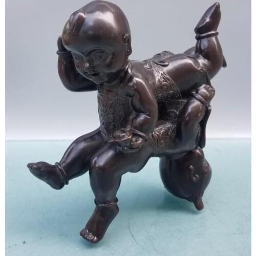 China brass boy and girl crafts statue