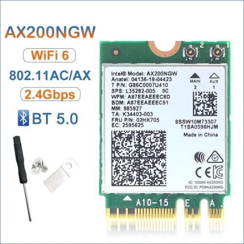Беспроводной M.2 Wifi 6 Intel AX200 2974 Мбит/с Bluetooth 5.1 Wlan 802.11ax MU-MIMO NGFF ноутбук сеть Wi-Fi карта AX200NGW