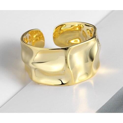 Fashion Irregular Concave Convex Gold Silver Color Ring Width Open Finger Ring for Women Men