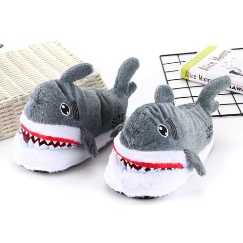 Antiskid Winter Slippers Women And Men Fashion Shark Slipper Cotton Warm Indoor Slippers Lovely Cartoon Women Slippers Unisex
