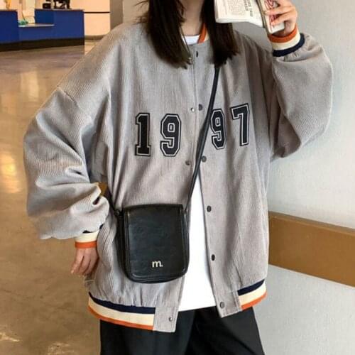 New corduroy baseball uniform men and women tide loose wild couple spring and autumn jacket trend Japanese Hong Kong style tops