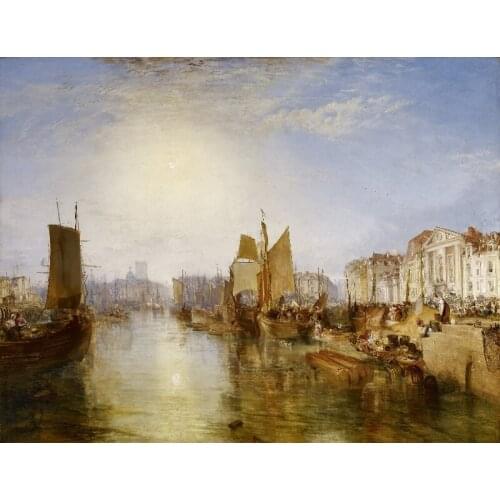 Wholesale Fine Art gift with good price Canvas printed Classical Impressionist painting canvas wall art of Bustling moat