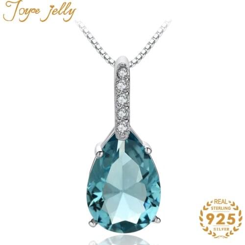 JoyceJelly Classic 925 Sterling Silver Pendant Necklace For Charm Lady With Water Drop Shape Gemstones Female Silver Jewelry