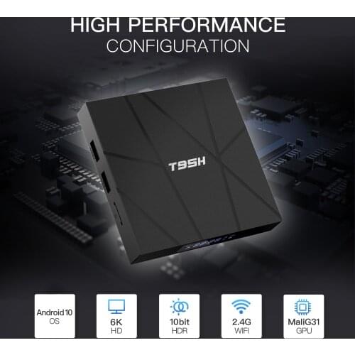T95H Android 10.0 Smart TV Box 1/4GB RAM 8/16/32GB 64GB ROM Allwinnner H616 2.4G wifi 6K HD Set Top Box Gift with Remote Control