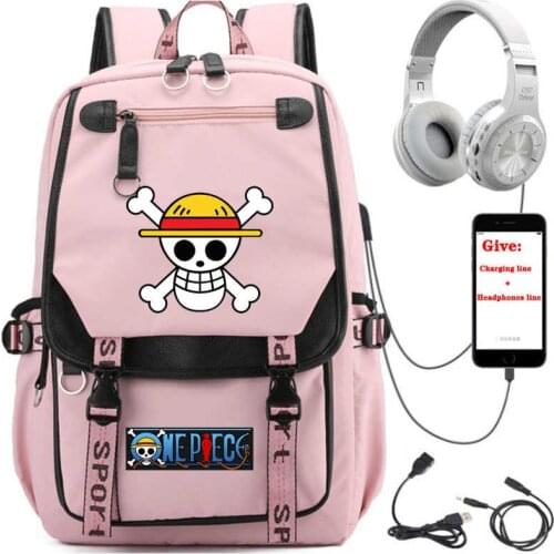 USB Charging teenagers Laptop packsack anime One Piece Luffy Zoro backpack student School book Bag Women men Travel Backpack