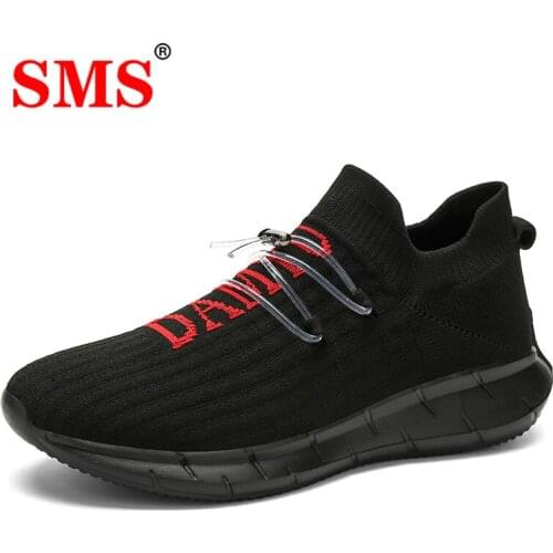 SMS Men Outdoor Running Shoes Breathable Comfortable Mesh Sneakers Lace-up Sport Shoes Men Lightweight Soft Shoes Plus Size