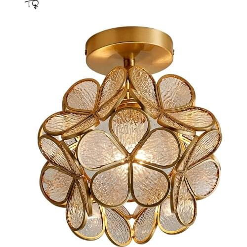 Nordic Modern Copper Cherry Petal Flower Ceiling Lamp Atmosphere Room Light Romantic Kid Room Aisle Corridor Bedroom Decor Salon