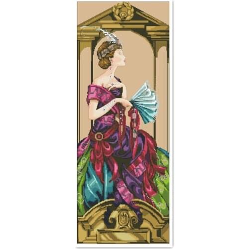 Venetian opulence cross stitch package woman queen 18ct 14ct 11ct flaxen linen cotton thread embroidery DIY handmade needlework