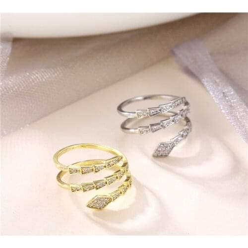 YJGS New Multi-Layer Zircon Rings Geometry Hollow Multi-row Ring For Ladies Korean Retro Open Adjustable Ring