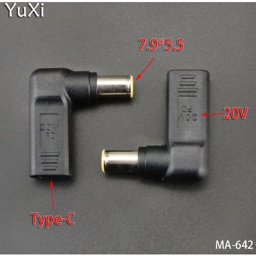 YuXi 1pcs/lot USB 3.1 Type C USB-C to DC 20V 7.9*5.5mm Adapter PD Emulator Trigger Charge Cable 90 Degree Angled replace