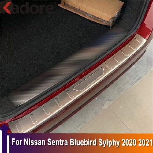 For Nissan Sentra Bluebird Sylphy 2020 2021 Rear Outer Bumper Protector Trim Door Sill Scuff Cover Plate Car Accessories