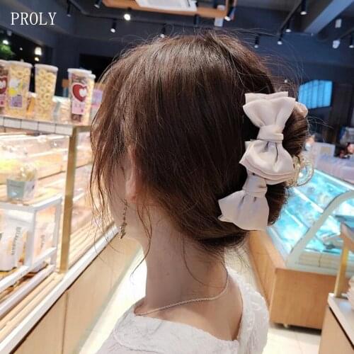 PROLY New Fashion Summer Headwear Women Fresh Bowknot Hairpins Adult Individuality Plastic Hair Clips Barrettes Wholesale