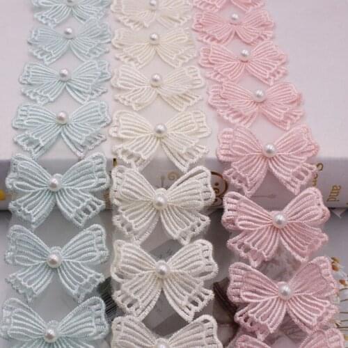 1Yard Butterfly Flower Pearl Beaded Embroidered Lace Ribbon Trim Fringe Diy African Fabric Sewing Handicraft Needlework Supplies