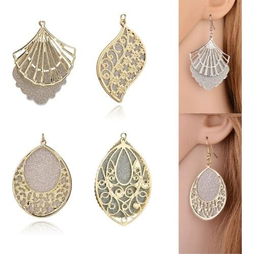 2020New 60Pcs Frosted Drop Shell pendants alloy button for DIY Jewelry earring or necklace accessories DL19-DL22