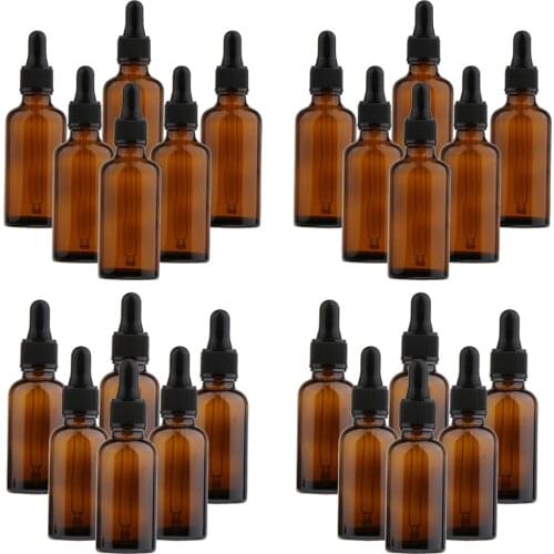 24 Pack Amber Mini Refillable Glass Dropper Bottles Pipette Vials Containers