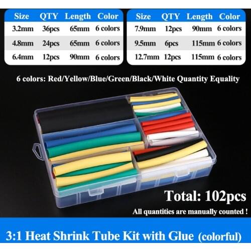 3:1 Heat Shrink Sleeving Tube Tube Assortment Kit Electrical Connection Electrical Wire Wrap Cable Waterproof Shrinkage