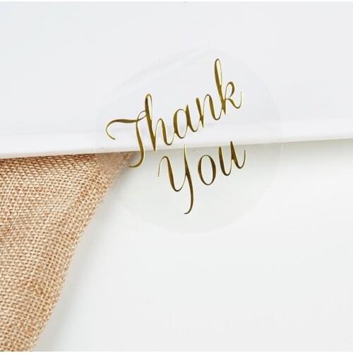 60pcs 6cm Clear Circle Thank you Stickers Transparent Adhesive Stickers Scrapbooking for Package seal labels Stationery Stickers