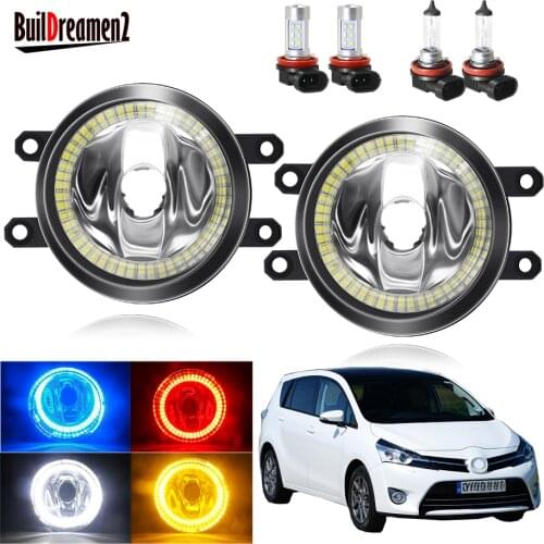 Angel Eye Fog Light For Toyota Verso 2009-2018 Car H11 Front Bumper Fog Light Assembly With Halo Ring Daytime Running Lamp 12V