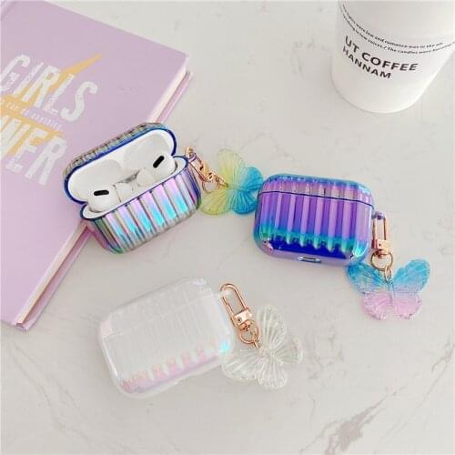 Cover For Airpods Pro Colorful Raindrop Butterfly Pendant Airpods 3 Bluetooth Wireless Headset Case Airpod Hard Tide Applicable