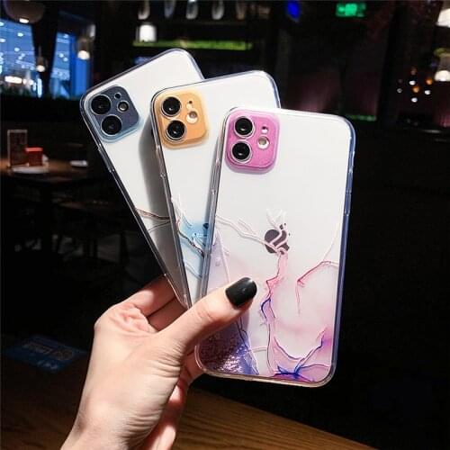 For iPhone 12 11 12Pro Max Watercolor Artistic Crack Phone Case For X XR XS Xs Max 7 8 6 6S Plus Luxury TPU Colorful Back Cover