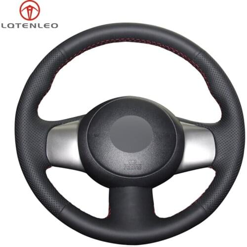 LQTENLEO Black Genuine Leather Steering Wheel Cover For Nissan March 2010-2015 Sunny 2011-2013 Versa 2012-2014 Almera Cube
