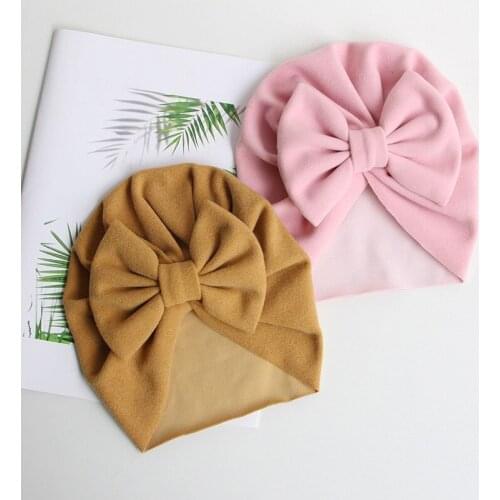 Big Bows Baby Hat Autumn Winter Warm Kids Beanies Hat For Baby Girl Boy Soft Cotton Solid Color Children Toddler Beanie Cap