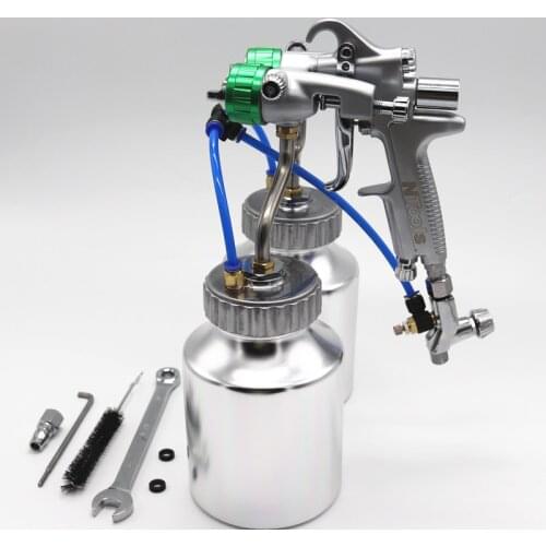 Double-Headed 1.3mm Spray Gun Pressure /siphon feed spray paint chrome painting dual head Air pneumatic pressure sprayer