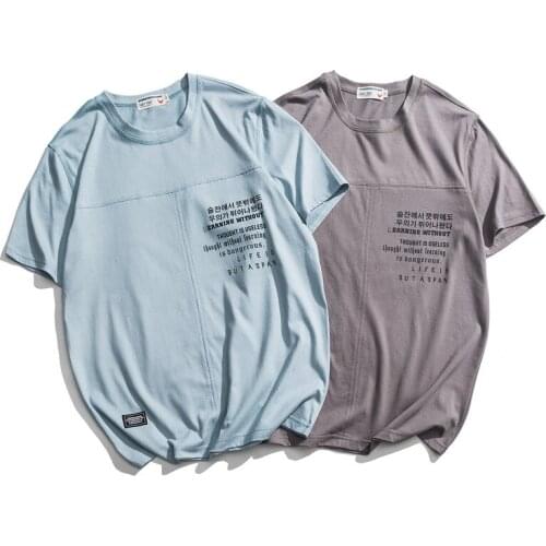 Harajuku Hip Hop T-shirts Men Streetwear Solid Color 2019 Fashion Summer Mens Slim Tops Tees Cotton Personality Casual Male A652