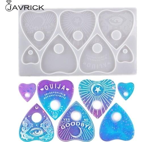 Gothic Witchcraft Board Heart Pendant Keychain Resin Mold Ouijas Planchette with Hole Silicone Resin Mold Art Crafts
