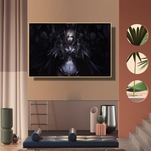 Canvas Anime Horizontal Print HD Posters Female Elf Archer Creativity Living Room Wall Modern Art Figure Decorative Painting