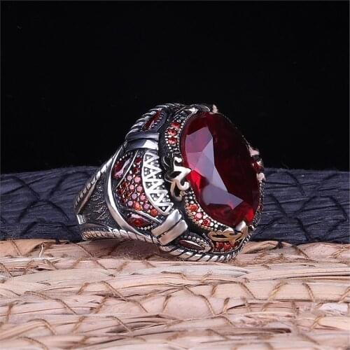 Red Zircon 925 Sterling 925 K Silver Ring