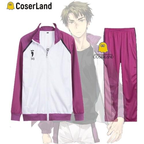 Haikyuu Shiratorizawa Gakuen Academy Cosplay Costume Ushijima Wakatoshi Tendo Satori Volleyball Uniform Sprotswear Jacket Pants