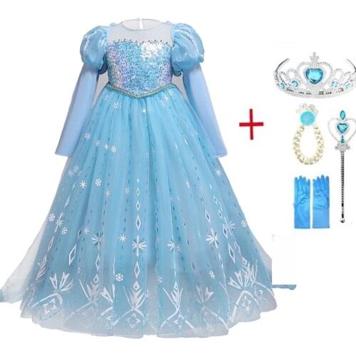 2021 Halloween Girls Princess Costume Vestidos Infantils Kids Elsa Cosplay Dress Snow White Queen Birthday Dress For Children