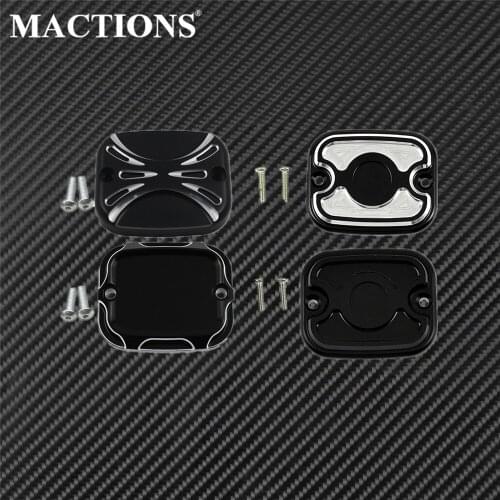 Motorcycle Front Brake Reservoir Master Cylinder Cover CNC Aluminum For Harley Softail Dyna 96-15 Touring Road King Glide 01-07