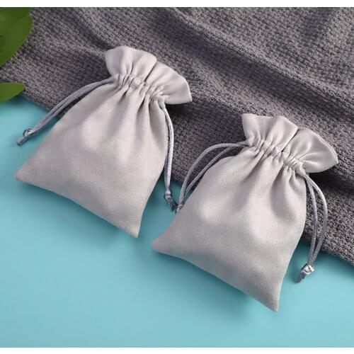 10pcs Gray Flannel Gift Bags 7x9cm 8x10cm 9x12cm Drawstring Pouch Eyelashes Hair Makeup Jewelry Custom Logo Packaging Pouches